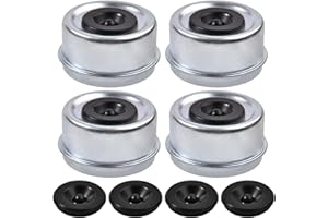 LEONTOOL 4 Pcs 2.44" Trailer Axle Dust Cap Cup Grease Cover with Extra 4 Rubber Plugs, Trailer Axle Wheel Hub and Bearing Dus