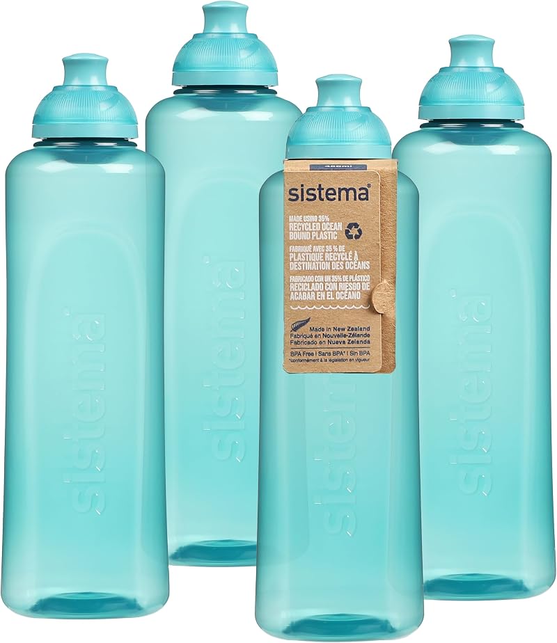 Sistema Swift Twist n Sip 480 ml Teal Stone Leakproof Kids Bottle 4 Pack