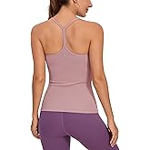 CRZ YOGA Butterluxe Womens Racerback Tank Top with Built in Bra - Spaghetti Thin Strap Padded Workout Slim Yoga Camisole Rose Fragrant Purple XX-Small