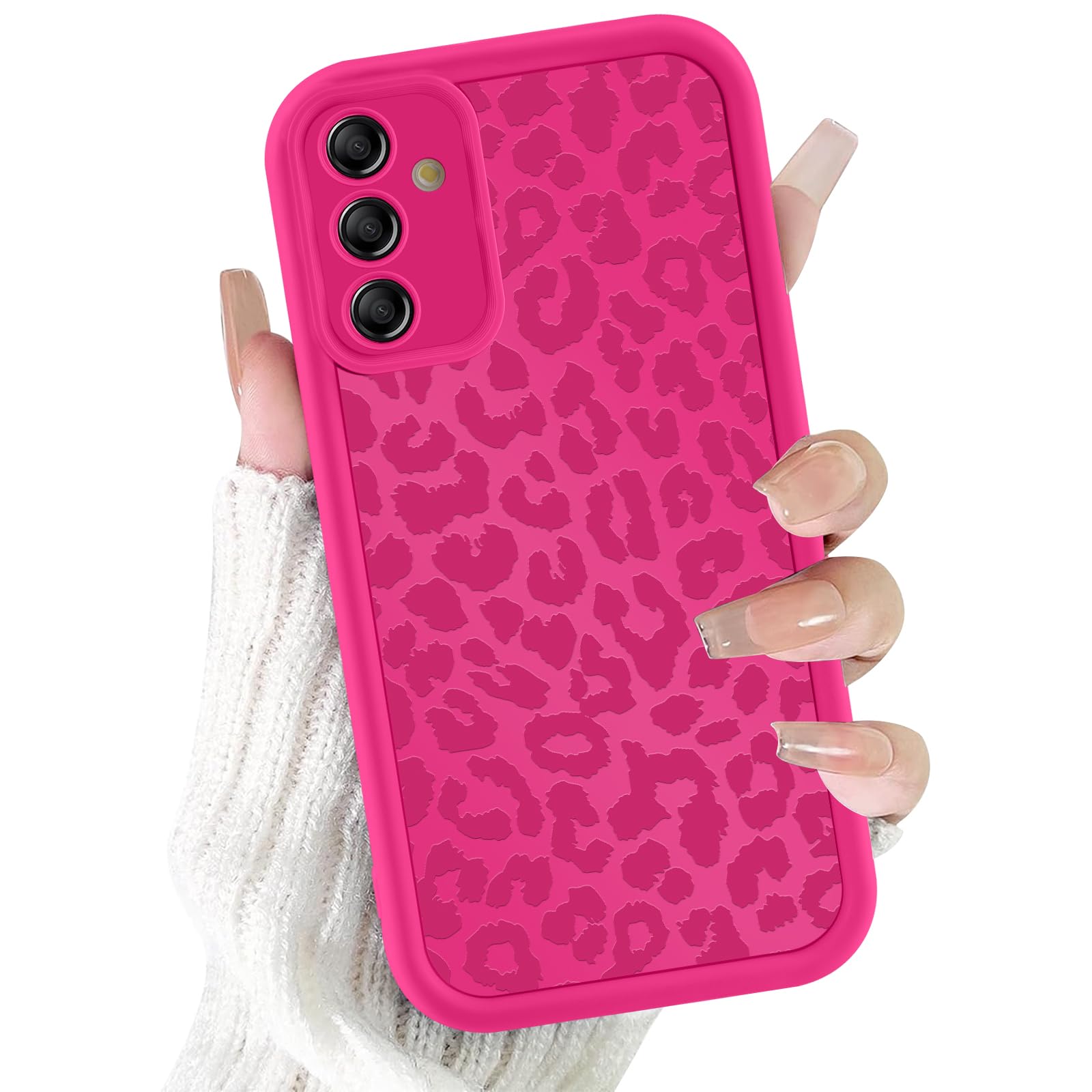 lioscre Cute Cheetah Print Phone Case for Samsung Galaxy S25 5G Case 6.2", Aesthetic Luxury Rose Red Leopard Pattern Design Cover Shockproof Soft TPU Full Camera Lens Protective Funda for Women Girls