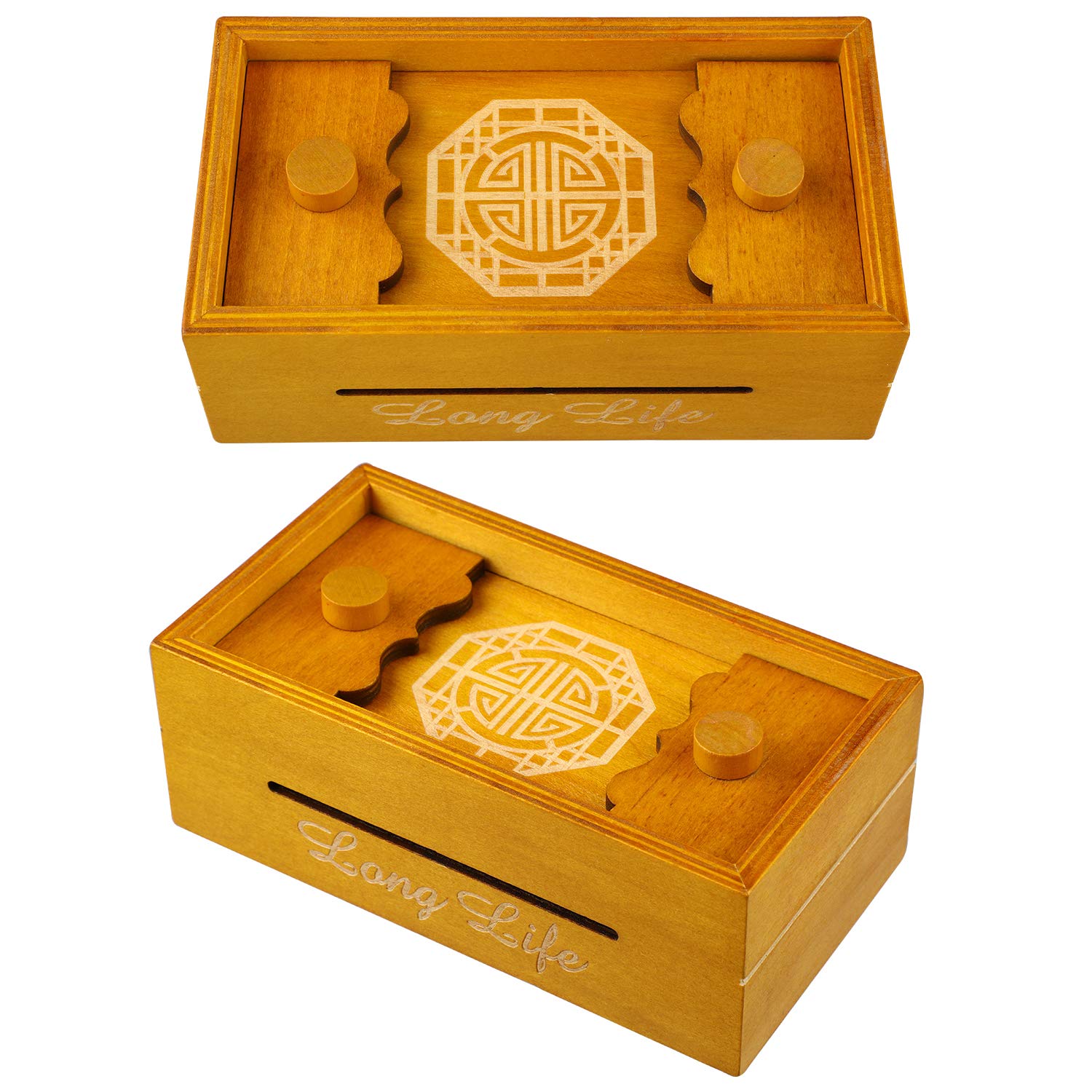 2 Pieces Secret Puzzle Box Set Magic Wooden Box Money Gift Card Puzzle Box With Secret Compartment For Adults Children Toys Games Puzzle Boxes