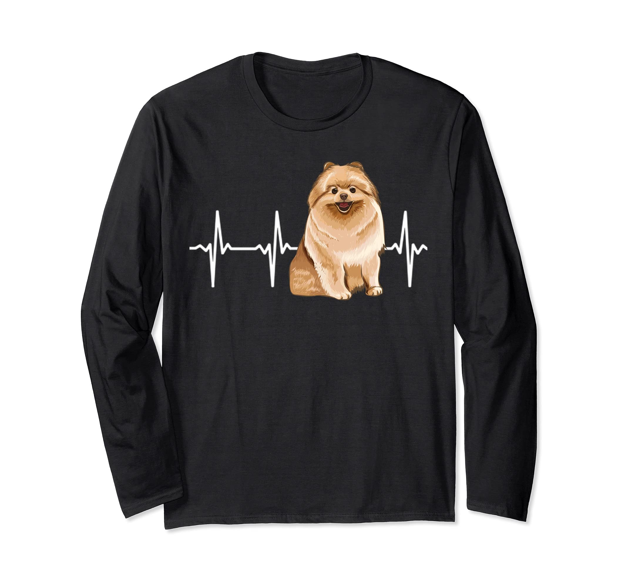 Pomeranian Heartbeat Dog Lover Long Sleeve T-Shirt