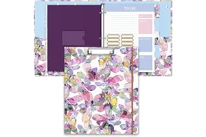 ZAXMEY 3 Ring Binder, 1 Inches Round Ring Binder with Clipboard, Dividers Tabs, PVC Zipper Bag Sleeves & to Do List Planners for Women, Men, School, Office Supplies, Colorful Flower