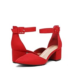 DREAM PAIRS ANNEE Pointed Toe Low Chunky Heels Pump