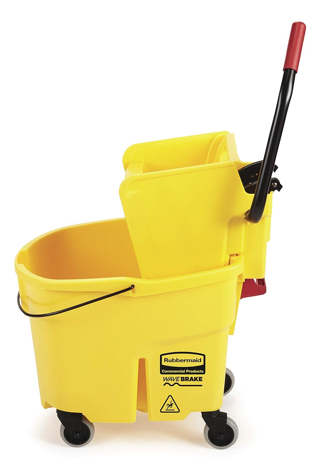 Rubbermaid Commercial Products, WaveBrake - Commercial Industrial Mop Bucket with Side-Press Wringer Combo on Wheels, 35 Quart, Yellow: Industrial & Scientific