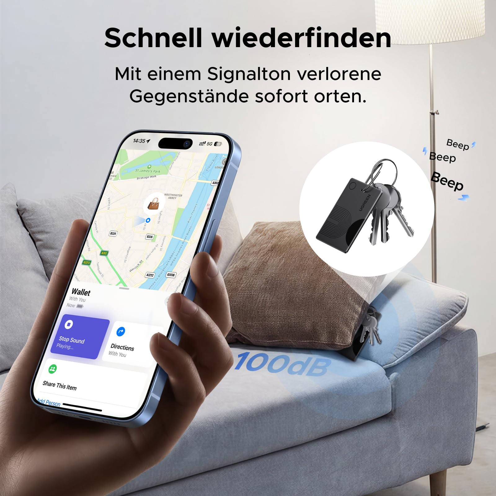 UGREEN FineTrack Slim Tracker Karte mit kabellosem Laden (nur iOS) 5