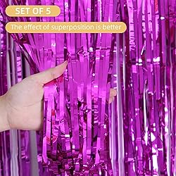 Ohiyoo 5 Pack Hot Pink Fringe Backdrop 3.2ft x