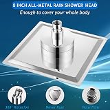Voolan 8 inch Rain Shower Head with Filter Chrome High Flow Stainless Steel view 2