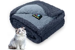 Luciphia Waterproof Pet Blanket for Medium Large Dogs Soft Cat Sherpa Calming Thick Cover Leakproof Cozy Puppy Sofa Bed Car Couch Protector(Blue/Navy,30x20 inches)