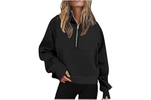 APIVOE Fall Half Zip Sweatshirt Women Oversized Cute Cropped Pullover Hoodie Long Sleeve Plus Size Quarter Zipper Hoodies