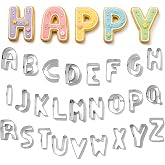 26PCS Mini Alphabet Cookie Cutters, 1 Inch Stainless Steel Cookie Cutter Set A to Z Alphabet Cookies Cutters Baking Fondant Biscuit Fruit Dough Mold Tools for Homemaking Biscuits, Cookies