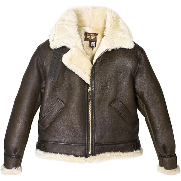 Kelsiop Men's Military Style Sheepskin Jacket Winter Vintage