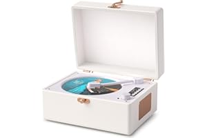 VICTRESS Portable CD Player with Bluetooth for Home CD Player with Built-in Speakers,Compact Desktop Design,USB,AUX,Headphone Jack,Vintage CD Player for Music Lovers (White)