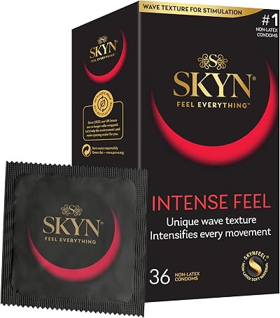 SKYN Intense Feel Condoms Pack of 36 Non Latex 53mm Wide Regular Size
