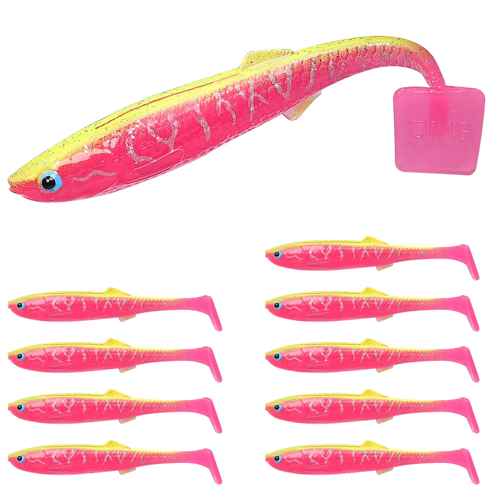TRUSCEND Easy Catch Soft Lures, Unique Vibrating Swim Action and Trembly Sinking Move for More Bites, Amazing Soft Swimbaits for Family Fishing, Well-Made Fishing Lures for Bass Trout Crappie Walleye