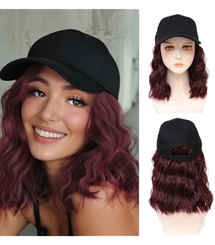 Amazon.com : Yunkang Hat Wig Baseball Cap With Long Wavy Ends