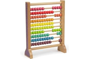 Imagination Generation Wooden Abacus Classic Counting Tool, Counting Frame Educational Toy with 100 Colorful Beads