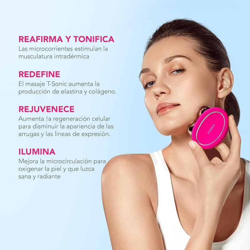 BEAR Masajeador facial eléctrico de microcorrientes - Define el contorno de la mandíbula - Lifting facial no invasivo - Anti arrugas - Seguro e indoloro - Fuchsia