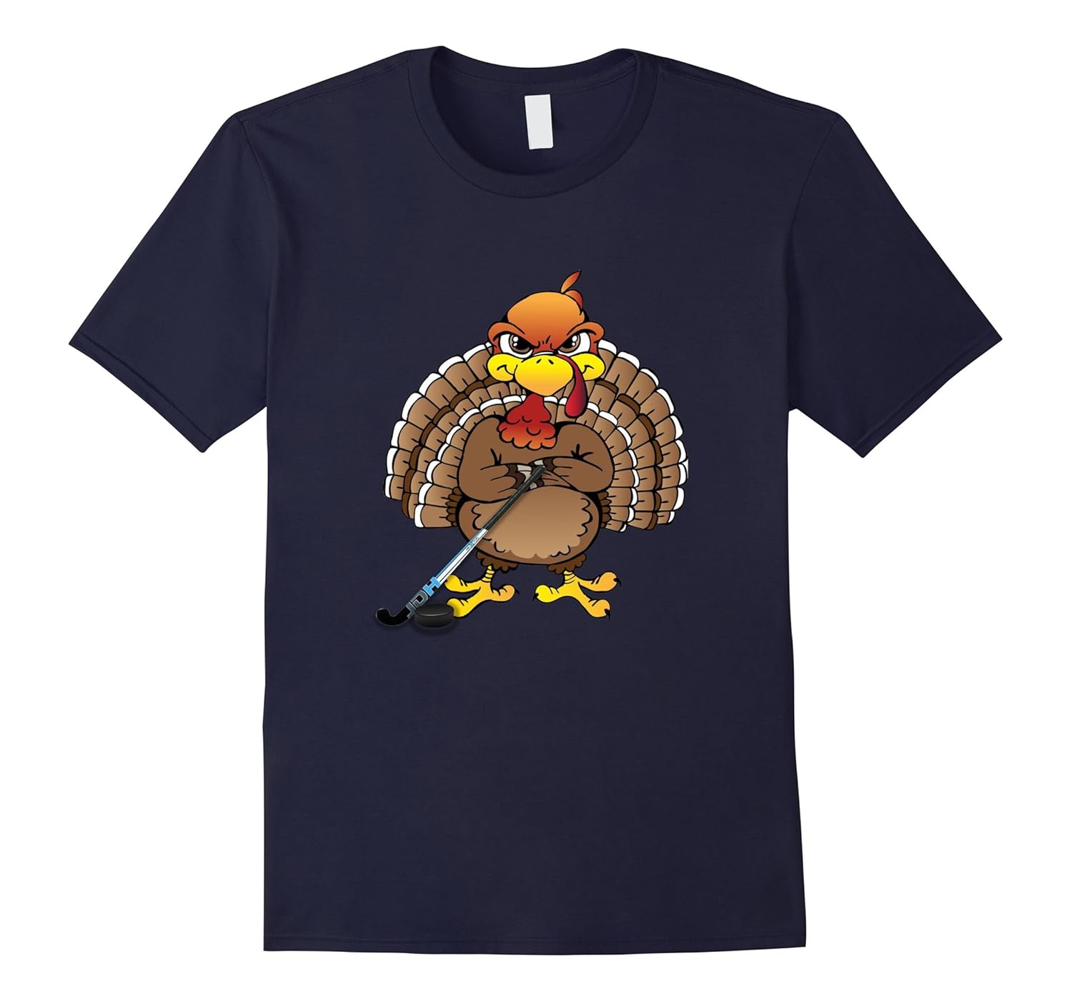 Funny Turkey Thanksgiving Ice Hockey t-shirt-ANZ