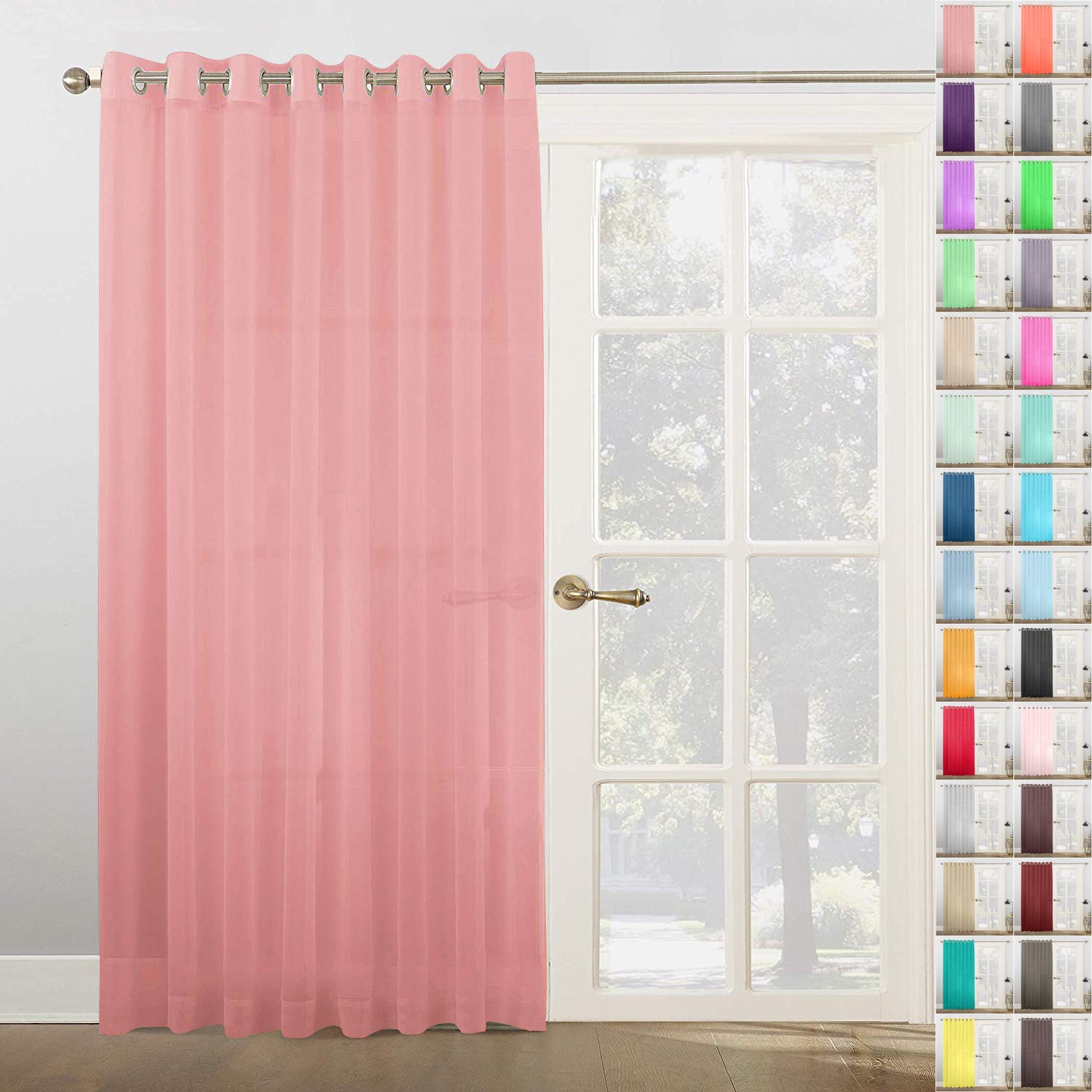 Megachest Woven Voile super wide metallic ring top Curtain 1 Panel (Dusty Rose, 116" wide X 90" drop)