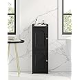 Hzuaneri Bathroom Storage Cabinet, Corner Floor Cabinet with 2 Doors and Adjustable Shelf, Narrow Toilet Paper Cabinet, Bathroom Organizer for Small Spaces, Black BC19904X