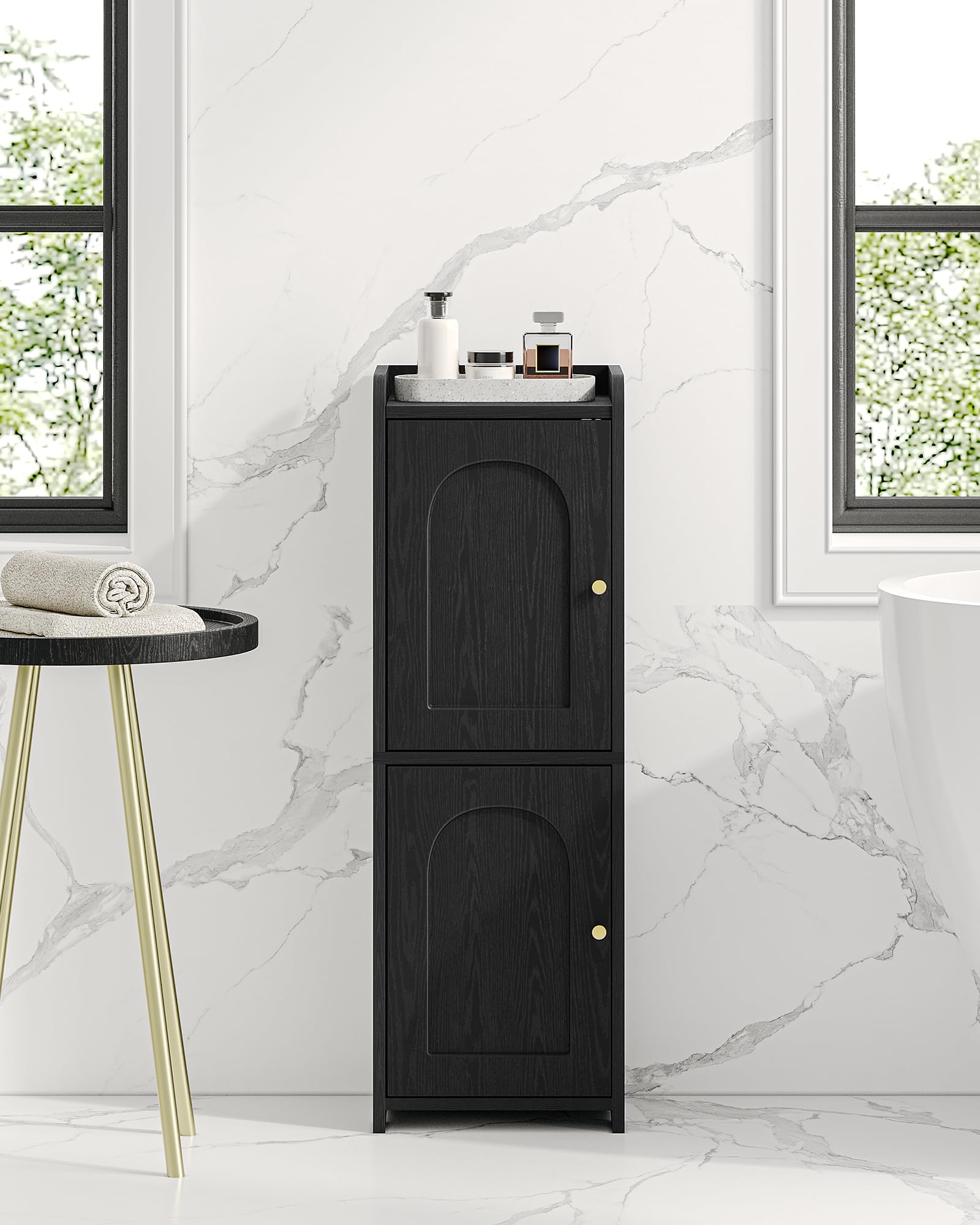 Hzuaneri Bathroom Storage Cabinet, Corner Floor Cabinet with 2 Doors ...