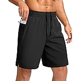Pudolla Men's 7" Gym Workout Shorts with Zipper Pockets Lightweight Quick Dry Running Athletic Shorts for Men