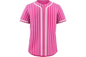 KXK Pinstripe Baseball Jersey for Men Women,Blank Button Down Baseball Shirt Team Sports Uniform
