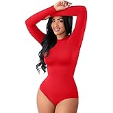 FeelinGirl Lightweight Breathable Bodysuit No Wedgies Smooths Curves Body Suits Women's Bodysuits Long Sleeve Body Suit
