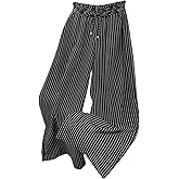 SHENHE Women's Striped Wide Leg Paper Bag Pants High Waisted Drawstring Loose Palazzo Pants