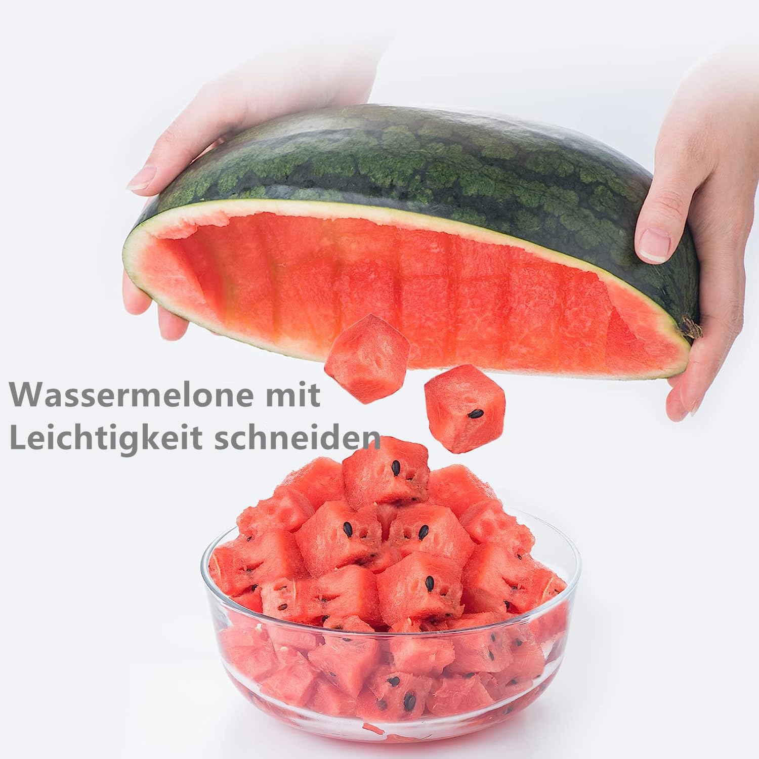 Norhogo Melonenschneider, Edelstahl-Wassermelonenschneider, Multifunktionales Küchengerät Melonen Würfel Wassermelonen Messer, ananasschneider, Obstschneider für Cantaloupe, Papaya, Drachenfrucht 8