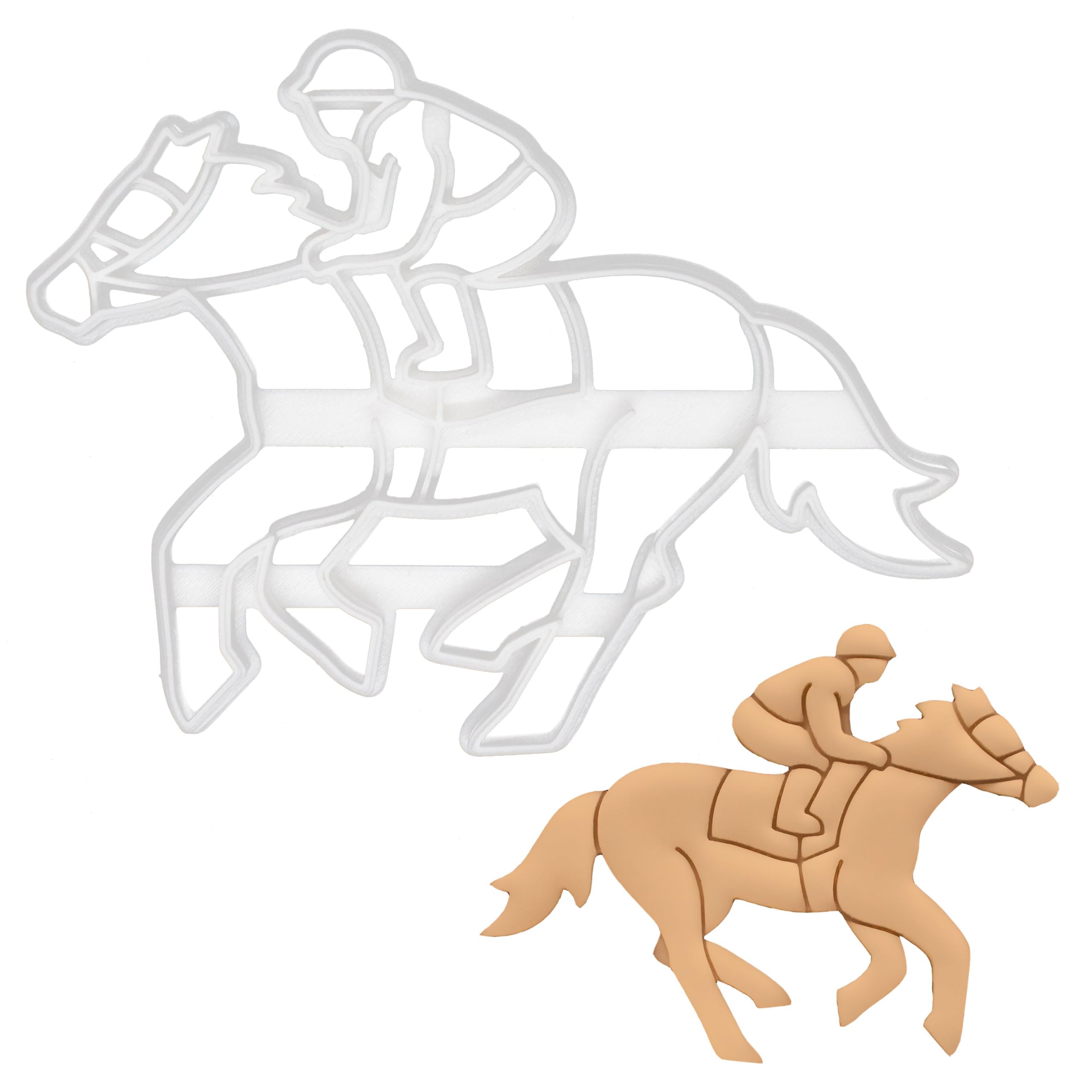 BAKERLOGY Jockey Cookie Cutter - Detailed Biscuit Cutter Design for Baking and Crafts, Ideal on Fondant, Dough, Clay