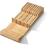 Cook N Home In-Drawer Knife Block Organizer, 9-Slot Kitchen Knife Cutlery Holder Drawer Storage, Holds up to 9 Knives (Not Included)