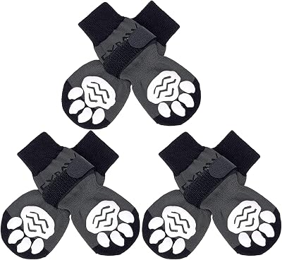 Dog Socks Paws Anti-slip Foot Protector Adjustable Grips Size M Black
