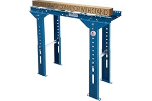 Ultimation Light-Duty Roller Stand with Adjustable Height and Steel Conveyor Rollers, 12" x 3' Galvanized Steel, Ideal for Assembly Areas - Power Saw, Woodworking Accessories, 540 lbs Capacity