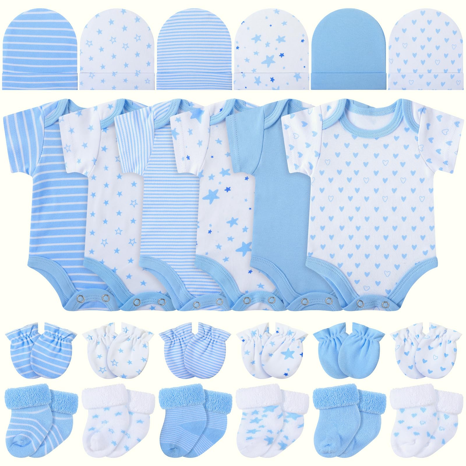 Photo 1 of Zoooyawn 6 Set Preemie Layette Set Preemie Clothes Premature Baby Bodysuit Outfit for Nicu Baby Gift(Blue and White)