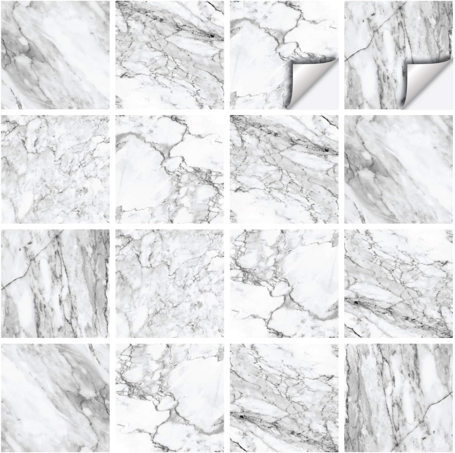 Wall Genie Marble Tile Stickers Transfers for Kitchen, Bathroom - 150mm x 150mm - M1/150 (Pack of 30)