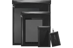 QUCTAK Faraday Bags(4 Pack), Multi Sizes Faraday Key Fob Protector, Faraday Cage for Phone & Laptops & Tablets & Radio & Car Keys, Waterproof & Water Resistant Faraday Bag, Anti-Theft RFID Faraday Pouch