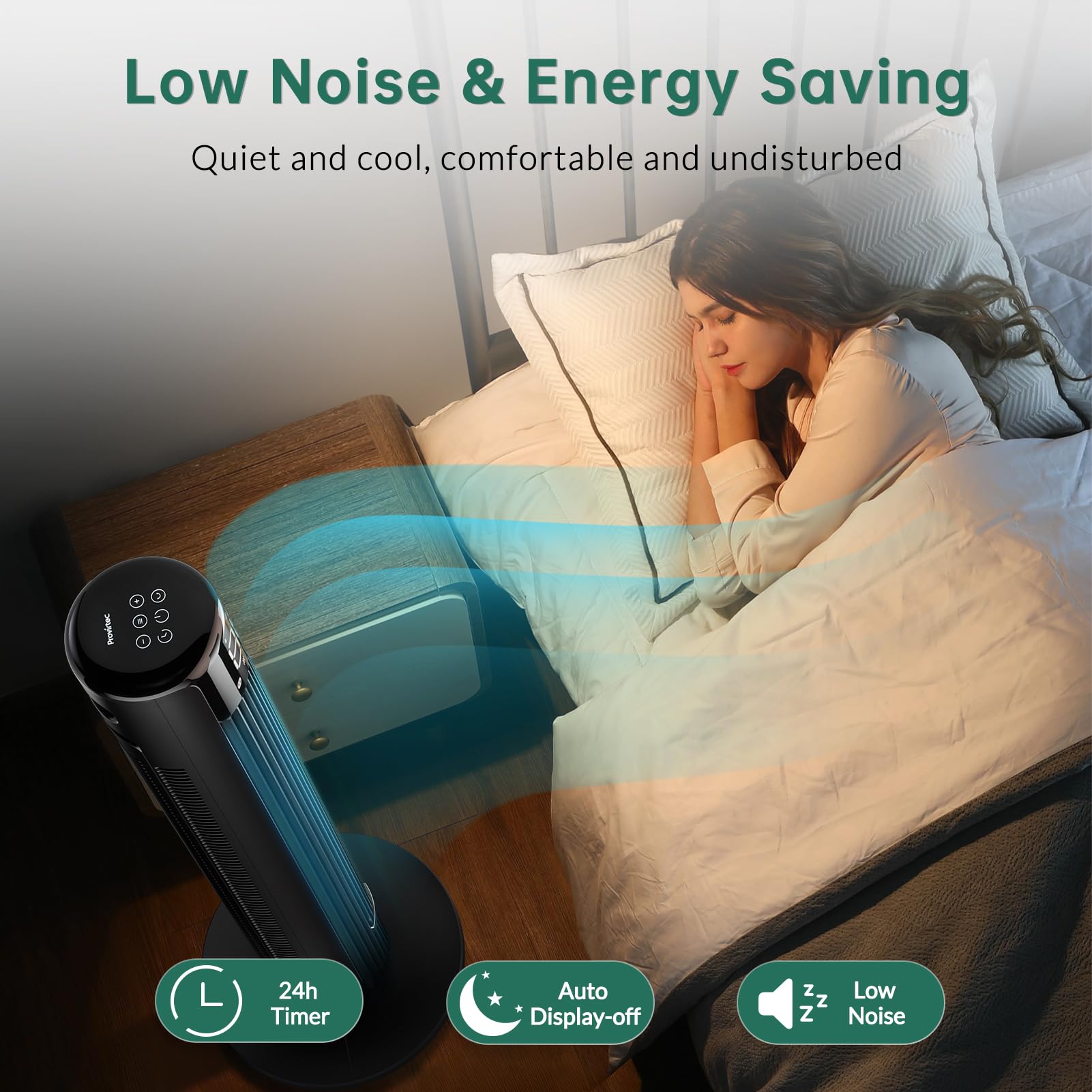 WindMaster Smart Tower Fan for Bedroom, 90° Oscillating Floor Fan Cold, Quiet Tower Fans for Home Bedroom, 36 inch Tall Standing Tower Fans 4 Modes 6 Speeds, 24H Timer Works with APP & Remote