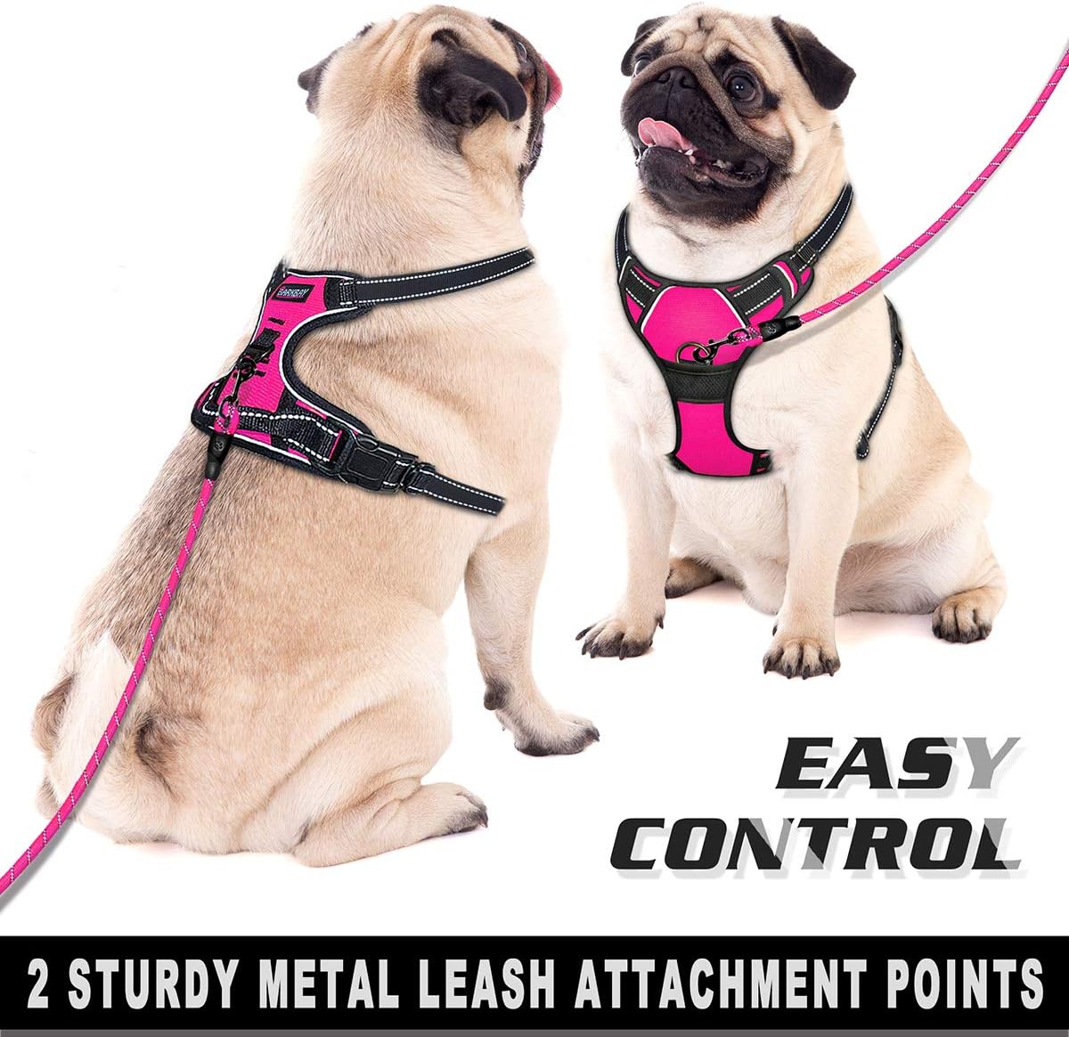 BARKBAY No Pull Dog Harness Large Step in Reflective Dog Harness with Front Clip and Easy Control Handle for Walking Training Running(Pink,L) - Image 3