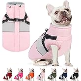 AOFITEE Dog Coat, Warm Dog Jacket with Harness Built in, Waterproof Coats for Small Dogs, Dogs Winter Coat Puffer Jacket with Zipper & Fleece Collar, Pet Snowsuit Sweater for Chihuahua Yorkshire, XS