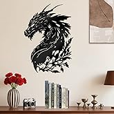 15.7x11in Dragon Metal Wall Art Medieval Decor, Man Cave Dragon Wall Decor, Fantasy Decorations for Living Room Bedroom Office, Christmas Halloween Birthdays Gifts, Black