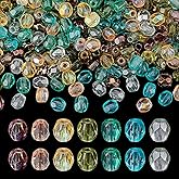 PH PandaHall 280pcs 7 Colors Crystal Glass Beads, 3mm Transparent Faceted Beads Flat Craft Bead Loose Glass Spacer Bead for DIY Jewellery Bracelet Necklace Earrings Making Crafting