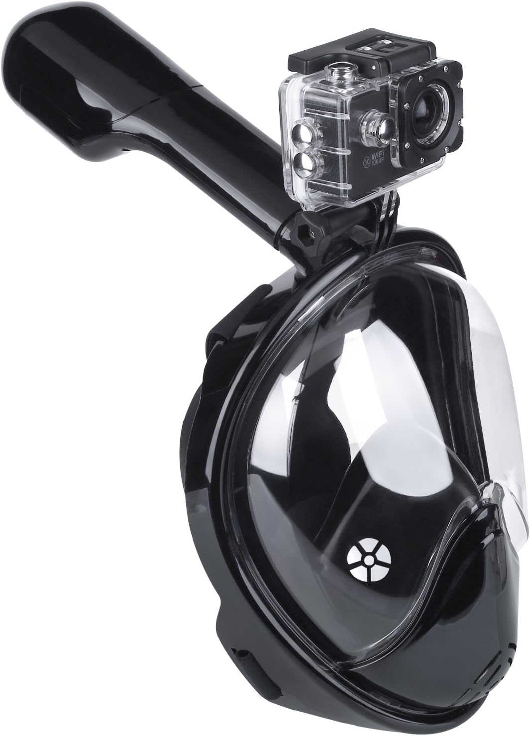 DAS Leben the 2nd Generation Snorkel Mask 180°View Field DryDive Full Face Snorkel Mask for Adults & Youth, Anti-fogging, No Leaking (Black, S/M)