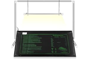 Nitial Seedling Grow Light with Stand Seeding Starter Kit with Heat Mat and 1.7ft LED Grow Light Stand Rack Full Spectrum Light and On/Off Switch for Seed Starting and Propagating, Height Adjustable