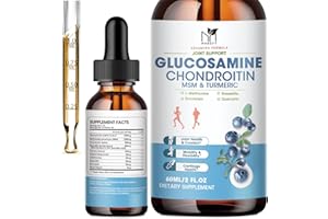 MABEFY Glucosamine Chondroitin MSM Liquid Drops-w/ Turmeric Boswellia Quercetin Bromelain-Vegan, Antioxidant Support for Back,Knee,Hands-Joint Support Supplement Supports Healthy Joints, Mobility & Cartilage