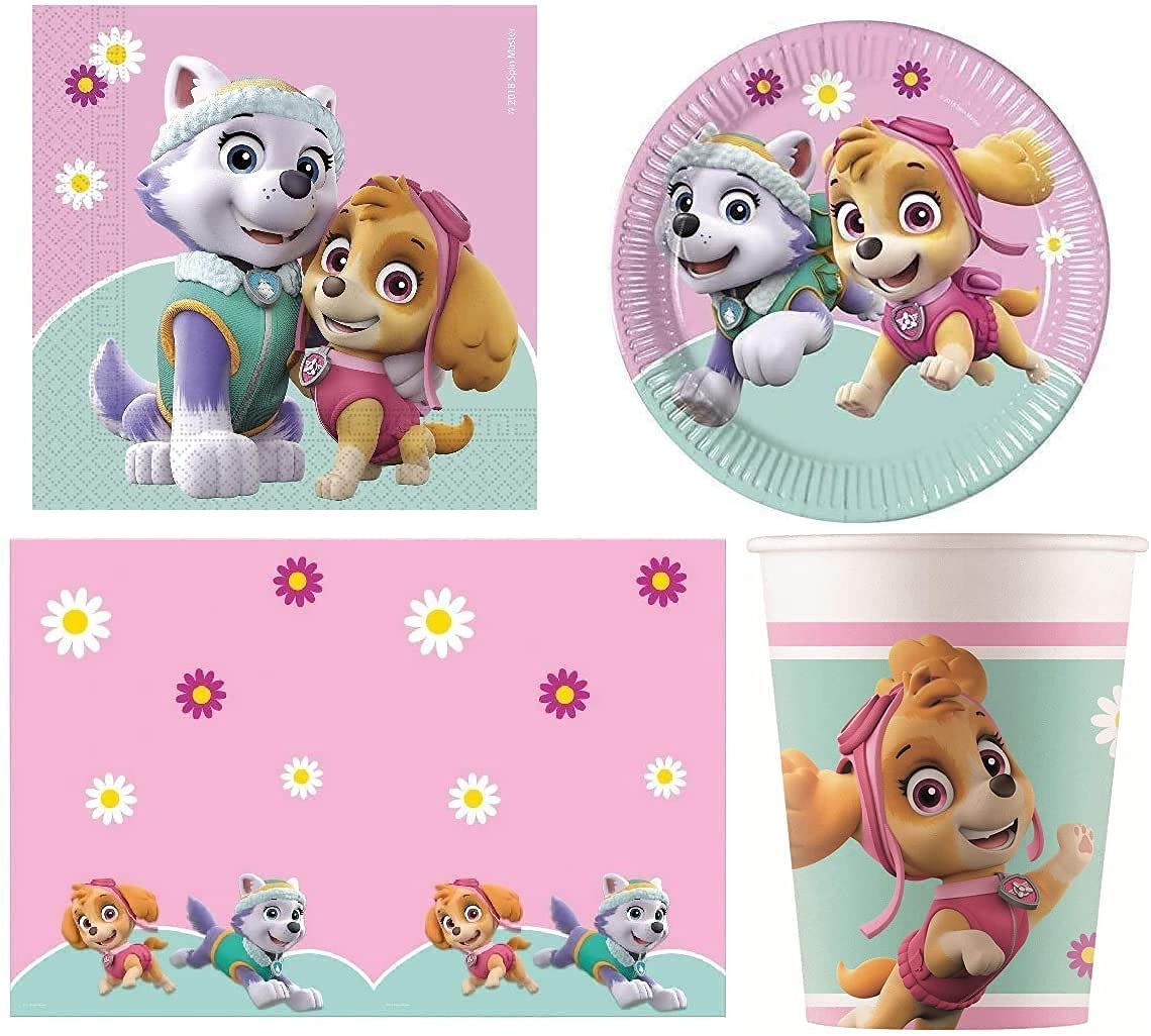 Paw Patrol Skye and Everest 17192 Partyware Set for 8 People, Multi