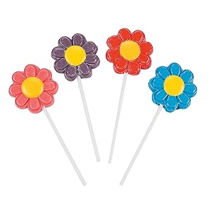 Fun Express Bright Flower Suckers - 1 dozen - Cute Spring Party Favors and Decorations - Novelty Candy
