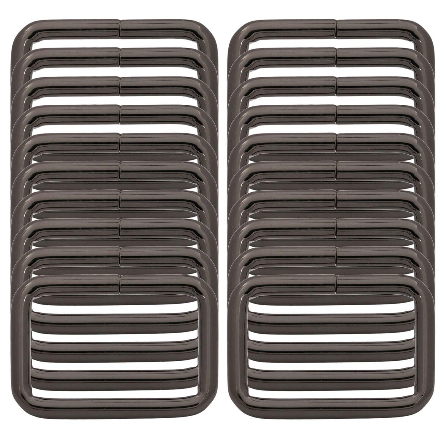 BIKICOCO Metal Rectangle Ring Buckles Square Strap Webbing Belt Rings for Bag Purse Non Welded 1-1/4 x 3/4 Inch, Gunmetal, Pack of 20