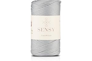 S SENSY Sensy Premium 3mm 131 Yards Polyester Rope 100% Polypropylene Cord Macrame Cord 3mm Crochet Bag Cord Macrame Rope Crochet Thread Gift for Knitter (Silver)